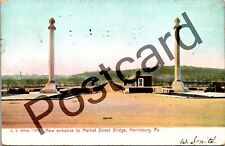 1906 HARRISBURG PA, New Entrance to Market St. Bridge, Aristophot postcard jj108 picture