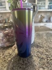 Starbucks Floral Ombre Purple Blue Gold Stainless Steel Cold Cup Tumbler 24 oz picture