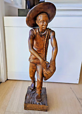 F. Simeon Signed Vintage Haitian Carved Wood Sculpture of Drummer Musician picture