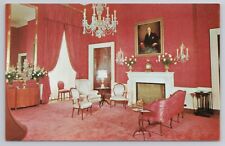 Washington DC The Red Room White House Interior Decor 1960s Vintage Postcard picture