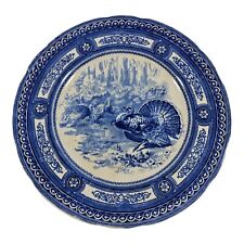 Antique Royal Doulton Turkey Plate Flow Blue England Watteau picture