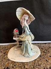 E. Tezza Signed Sculpture Girl Sitting On A Bench Figurine #091 , Italy picture