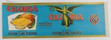 Vintage  Gloria Brand Yellow Cling Peaches  Can label..Boston,Mass picture