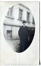 Latvia Russia Riga Рига Apartment House and Man 1913 cover real photo postcard  picture
