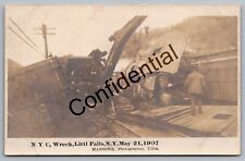 Real Photo 1907 Typo NYC RR Train Wreck At Little Falls NY New York RP RPPC M254 picture