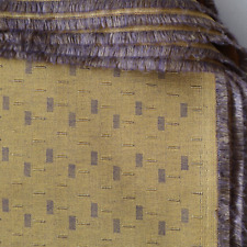 Vintage Elegant Woven Fabric Silky Gold Textured w Geometric Taupe Block  4.7 yd picture