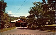 Pulpmill Covered Bridge Middlebury Vermont Street View Otter Creek VNG Postcard picture