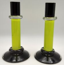 1997 Chatham Glass Co Lime Green, Clear and Black 6 3/4