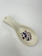 Pottery Spoon Rest Blue Butterfly Accent Vintage 7