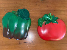 Vintage 1976 Miller Studio Tomato & Pepper Chalkware Wall Plaques picture