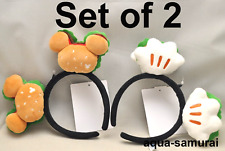 Tokyo Disney Resort Burger Hamburger Gloves Chicken Pao Ears Headband Set of 2 picture