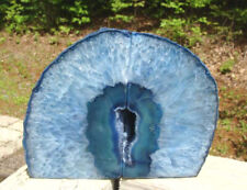 Agate Geode Blue Bookends-Exc Colors &Patterns/Druzy Centers-5 lbs 10 ounces picture