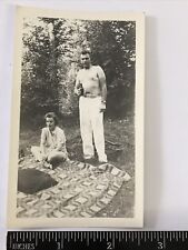 Vintage Shirtless Fit Man Picnic Art 1940s Guy 40s picture