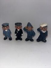 Vintage 1960s Spanish Clay Mud People Figurines Military Uniforms Set 4 picture