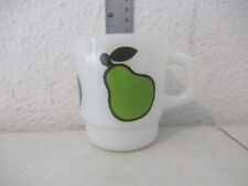 Vintage Fire King Milk Glass coffee mug Fruit pear picture