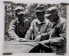 1950s US Marine Corp Officers Map Orienteering Planning Vintage Military Photo picture
