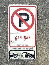 Vintage Antique No Parking Tow Zone Metal Sign 12”x6” RARE HTF picture