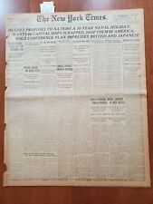 1921 NOVEMBER 13 NEW YORK TIMES - HUGHES PROPOSES 10 YEAR NAVAL HOLIDAY- NT 8016 picture
