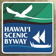 Hawaii scenic byway state highway marker road sign sailboat waves bird 12x12 picture