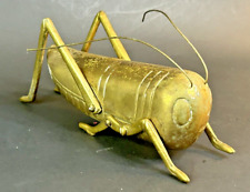 Estate Vintage Large Brass Grasshopper Cricket Paperweight 6