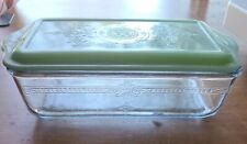 1950's FIRE-KING  GLASS PHILBE LOAF PAN FRIDGE DISH w/ JADEITE LID picture