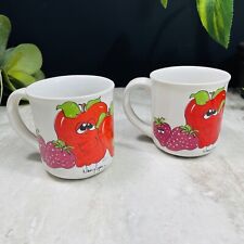 Vintage Nancy Lynn Anthropomorphic Fruit Ceramic Coffee Cup Mug Set Of 2 picture