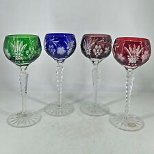 AJKA Marsala Cut To Clear Multi color Hungarian Crystal Wine Glasses set of 4 picture