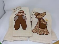 Vintage Pair of Cannon Embroidery Works by St Gall Boy & Girl Hand Towels NWT picture