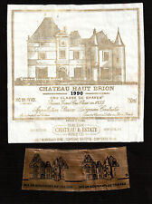 Wine Label 1990 Chateau Haut Brion Premier Grand Cru Classe Graves Neck Capsule  picture