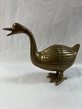 Vintage Antique Rare Brass Standing Duck Figurine 5’x 4’ Look Photos picture