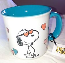 PEANUTS SNOOPY HEARTS  BLUE COFFEE OR COCOA MUG  LARGE  SNOOPY HEARTS  NEW picture