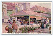 New Orleans Louisiana Postcard French Market Original Painting St. Charles c1910 picture