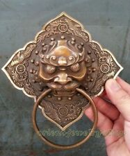Chinese collectables Bronze Foo Dog Lion square Door Door Knocker 6