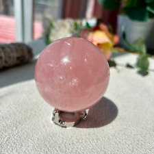 62mm Natural Pink Rose Quartz Magic Crystal Sphere Reiki Healing Ball 345g picture