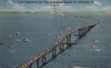 Postcard FL St Petersburg Air View of Sunshine Skyway 1956 Vintage PC e6551 picture