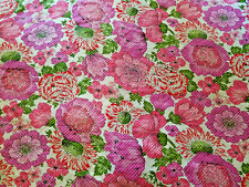 Vintage 60s MOD Flower Power Full Size Bedspread Purple Pink All Cotton NOS NWT picture