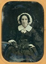 Delicately Tinted 1/4 Plate Daguerreotype Elderly Woman Wearing Cameo Brooch picture