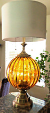 Large Retro OPTIC GLASS GLOBE Table Lamp MCM Vintage 1970’s  picture