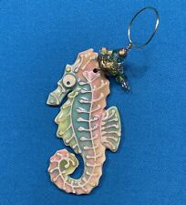 Bright Seahorse Swimming Hand Made Christmas Holiday Ornament Ceramic / Beads 💎 picture