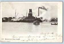 Menomonie Wisconsin WI Postcard River Scene Steamer Ship c1906 Vintage Antique picture