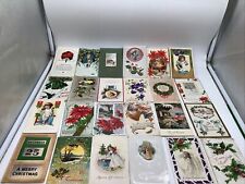 24 Antique Christmas Postcards 1909 to 1919 Santa Claus Angels Holly Flowers picture