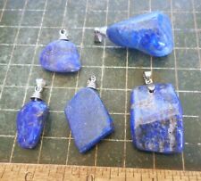 Lot of 5 Polished Lapis Lazuli Freeform Pendants . with Loop Aattached. 56g picture