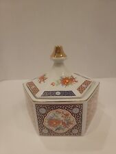 1 UCGC Japan Hexagonal Porcelain Ginger Jar Tea With Lid Vintage Japanese Gold picture