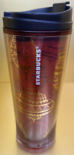 STARBUCKS Tumbler Christmas 2015 See-Thru Red W/Gold Ornaments Holiday 16 oz picture