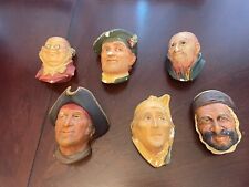 Vintage Bossons Chalkware Heads, England Lot of 6 w/ Chips picture