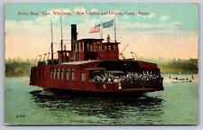 New London and Groton CT Connecticut Gov Winthrop Ferry Boat Postcard picture
