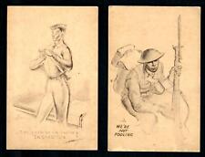 #237g WW 11 Post cards Soldier Ready for Fighting & Inspection. Signed M. Davis picture