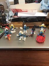 Vintage 1980 Peyo Smurf Figures Lot Of 7. 2 Different Smurfette Figures. picture