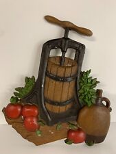 Vintage Home Interiors Homco Cast Metal Wall Plaques 1970's Cider Press picture