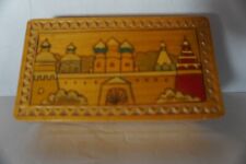 Russian Folk Art, Hand Crafted, Hand Painted Trinket Box Jewelry Box Pyrography picture